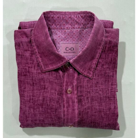 C & O Beach Barcelona Men's Italian Linen Hand Dyed Shirt Size US XL (011) - Picture 1 of 12